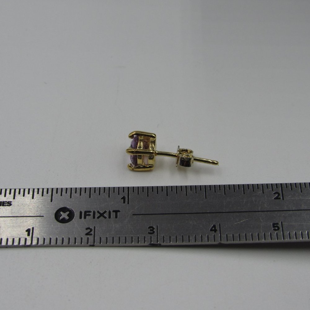 Sterling Silver Amethyst Stud Earrings Vintage - Picture 4 of 5